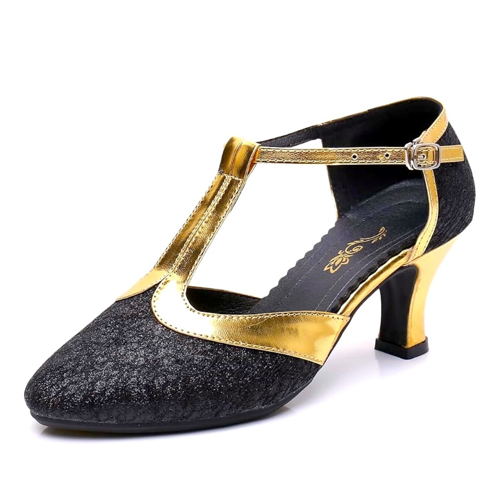 Black and gold dance shoe